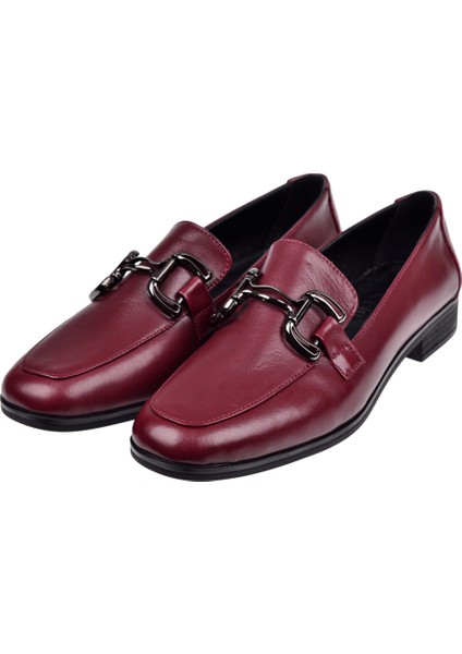 Hakiki Deri Tokalı Makosen Kadın Ayakkabı BEE-12006 Bordo fırsatları