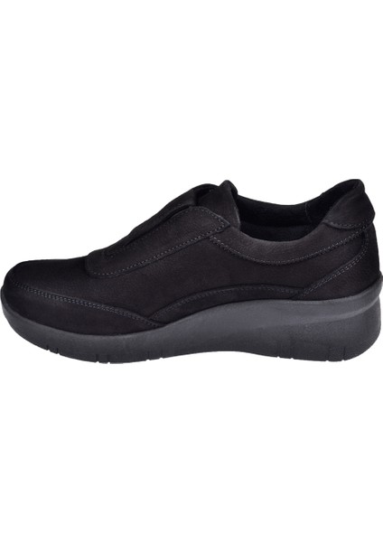 Hakiki Deri Comfort Kadın Ayakkabı BEE-220 Siyah Nubuk modelleri