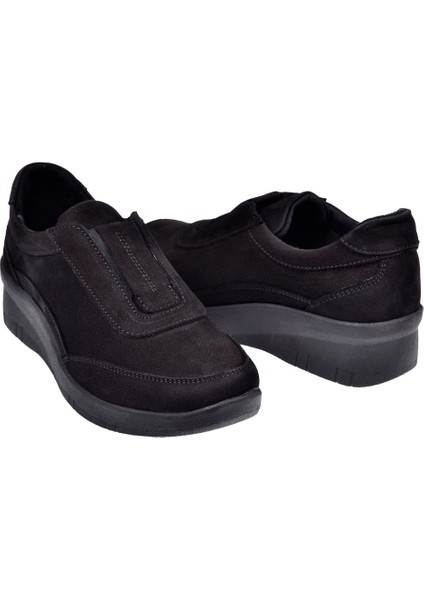 Hakiki Deri Comfort Kadın Ayakkabı BEE-220 Siyah Nubuk indirimleri