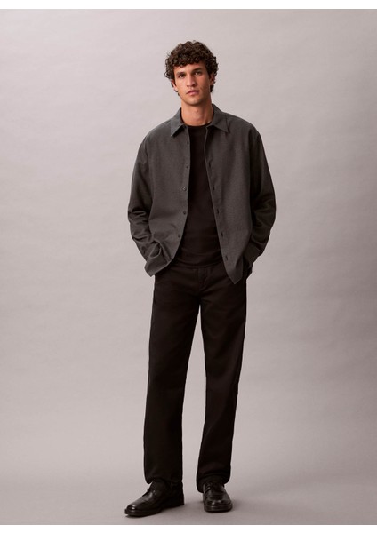 Normal Gömlek Yaka Siyah Erkek Gömlek LV04LD119GUB1_LS Melange Flannel Ea