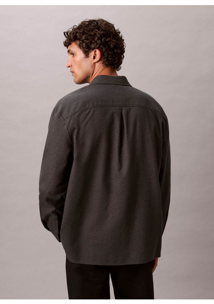 Normal Gömlek Yaka Siyah Erkek Gömlek LV04LD119GUB1_LS Melange Flannel Ea indirimleri