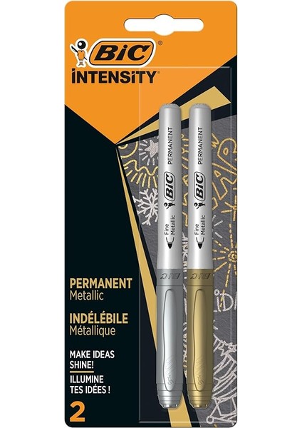 Intensity Marking Altın Gümüş Permanent Markör, 2'li Blister, Altın ve Gümüş Renk,hızlı Kuruyan Mürekkep