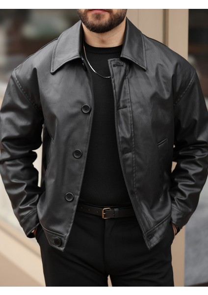 Yeni Sezon Rahat Kalıp Düğmeli Deri Ceket fiyatları