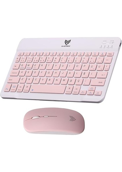 Km-33 Wireless Bluetooth Kablosuz Klavye Mouse Set Pembe Tablet,laptop, Telefon, Tv Uyumlu modelleri