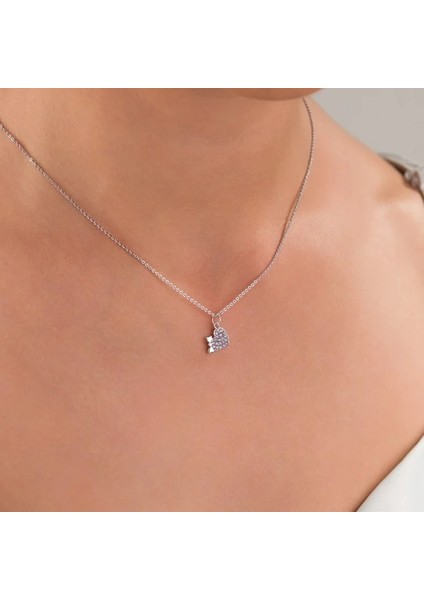 Kadın Kalp Kolye – Fiyonk Detaylı Zirkon Taşlı, Kararmaz Gümüş Kaplama Çelik Tasarım fırsatları