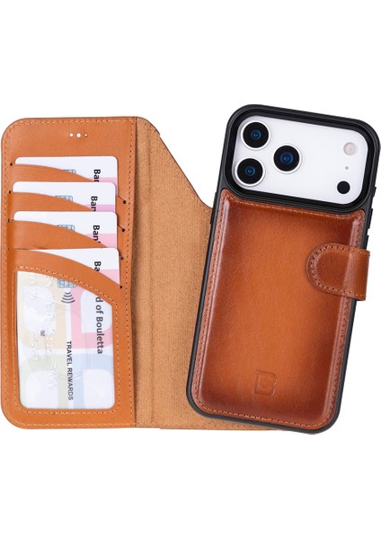 iPhone 17 Pro Max Uyumlu Hakiki Deri Magsafe ve Rfıd Koruma Özellikli Çıkarılabilir Cüzdanlı Kılıf