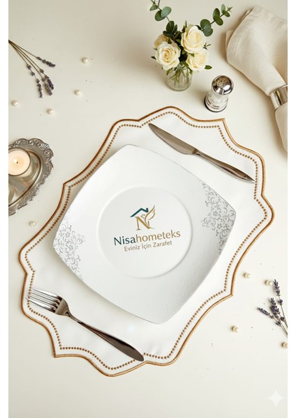 6 Adet Nakışlı Keten Amerikan Servis - Keten Supla fiyatları