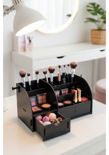 Orbit 6 Gözlü, Çekmeceli Masaüstü Ahşap Organizer Kalemlik- Takı Makyaj Çok Amaçlı Organizer fırsatları