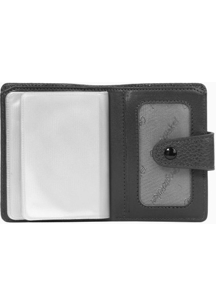 Şeffaf Bölmeli Çıtçıtlı Hakiki Deri Erkek Kartlık – 2517 - Siyah fırsatları