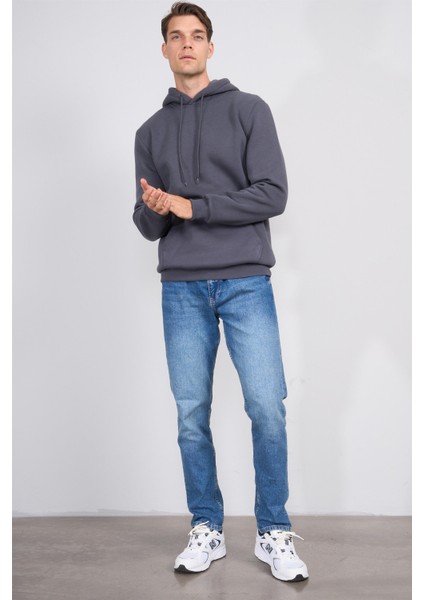 Çetinkaya Mentality 3035 3 Ip Kapşonlu Düz Koyu Gri Sweatshirt fiyatları