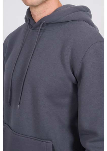 Çetinkaya Mentality 3035 3 Ip Kapşonlu Düz Koyu Gri Sweatshirt modelleri