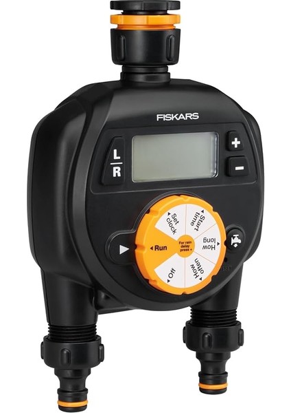 2 Çıkışlı Zamanlayıcı/zamanlayıcı, Tüm Standart Musluk Boyutları Için, Kolay Okunabilir LCD Ekran, Evrensel Boyut, 580 G, Siyah/turuncu, 1054792