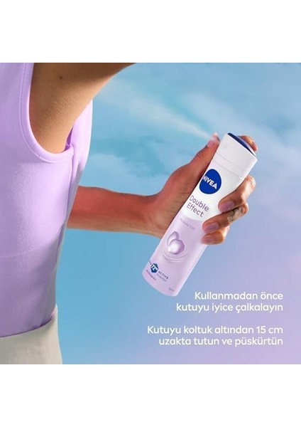 Nıvea Kadın Sprey Deodorant Double Effect 150ML, 72 Saat Anti-Perspirant Koruma, Alkolsüz, Pürüzsüz Cilt, Doğal Avokado Özleri modelleri