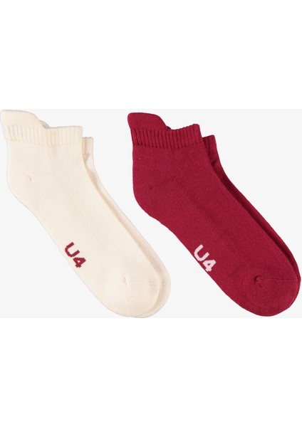 Unıted4 Unisex Krem/bordo 2'li Çorap
