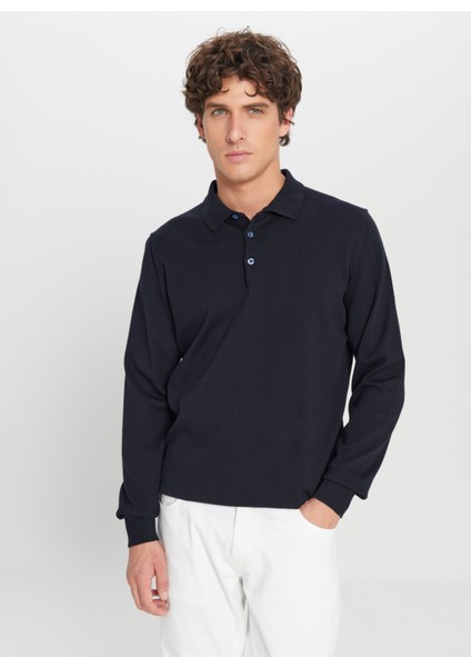 Polo Yaka Standart Lacivert Erkek Kazak ACE043261436_LAC