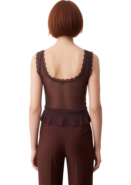 Kadın Kare Yaka Büzgülü Tül Bluz Kaliteli Şık Rahat Modern Zarif Günlük modelleri