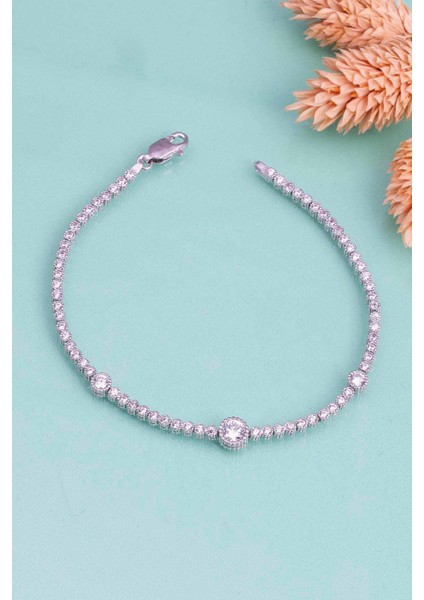 Tektaş Detaylı Su Yolu Rodyum Kaplama 925 Ayar Gümüş Bileklik fırsatları