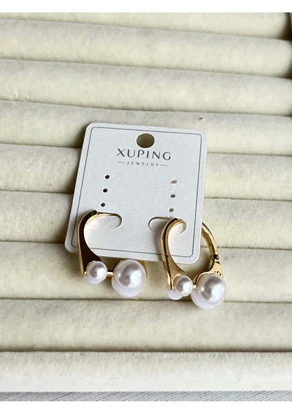 Küpe Inci Detaylı Şık ve Trend 14 K Renginde Günlük ve Gece Şıklığına Uygun