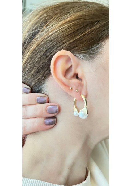 Küpe Inci Detaylı Şık ve Trend 14 K Renginde Günlük ve Gece Şıklığına Uygun modelleri