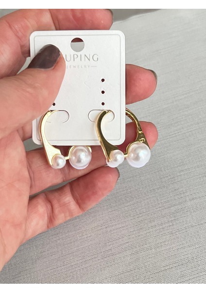 Küpe Inci Detaylı Şık ve Trend 14 K Renginde Günlük ve Gece Şıklığına Uygun fırsatları