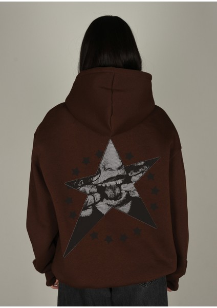Star Baskılı Kapüşonlu Sweatshirt