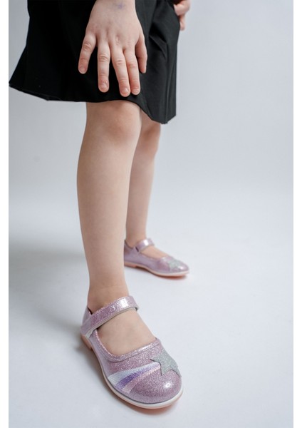 Kız Çocuk Pudra Yıldızlı Günlük Babet