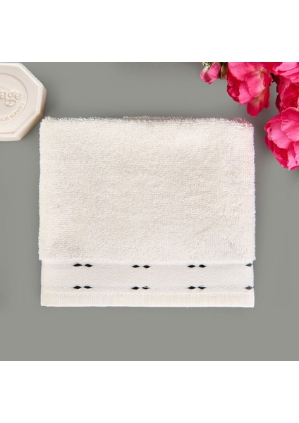 Soft Tiny El Havlusu - Ekru / Siyah - 30X50 cm