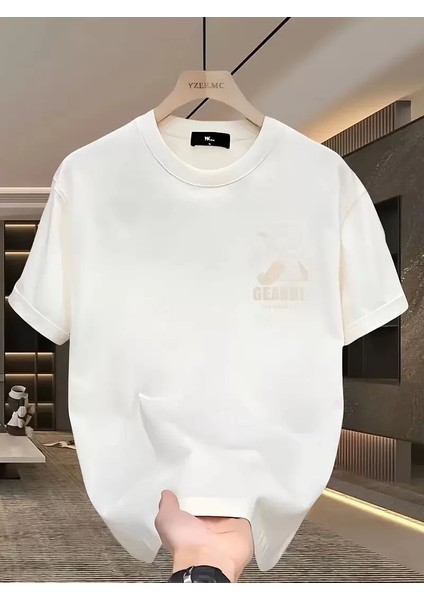 Geniş Kesim Pamuklu Tişört - "gandhı The Project" Baskılı, Beyaz, Rahat Kesim, Kısa Kollu, Günlük Kıyafet, Her Gün Giyilebilecek Tişört- Beyaz fiyatları