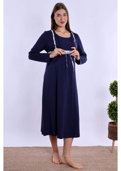 Lacivert %100 Pamuk Hamile Lohusa Gecelik fırsatları