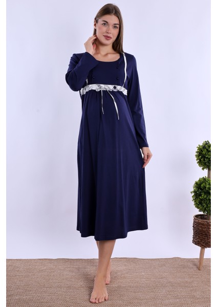 Lacivert %100 Pamuk Hamile Lohusa Gecelik indirimleri