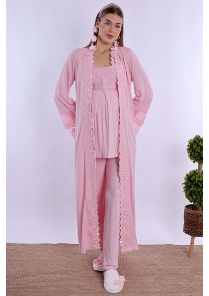 Pembe Sabahlıklı Hamile Lohusa Pijama Takımı fırsatları