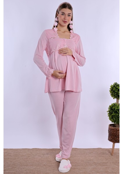 Pembe Sabahlıklı Hamile Lohusa Pijama Takımı indirimleri