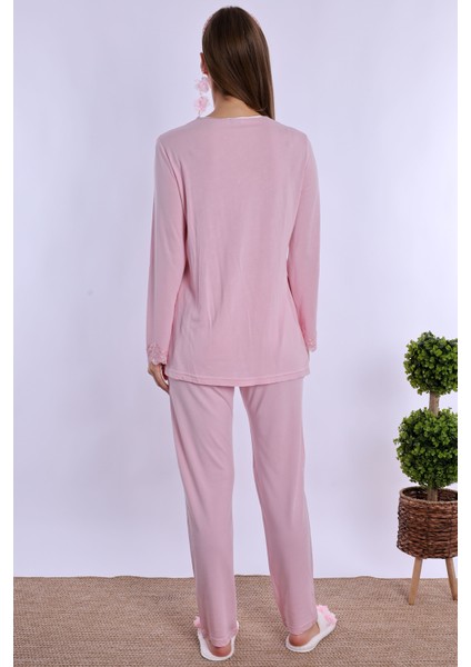 Pembe Sabahlıklı Hamile Lohusa Pijama Takımı