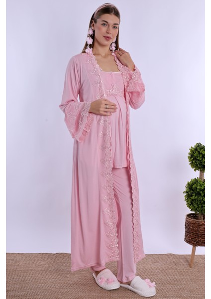 Pembe Sabahlıklı Hamile Lohusa Pijama Takımı