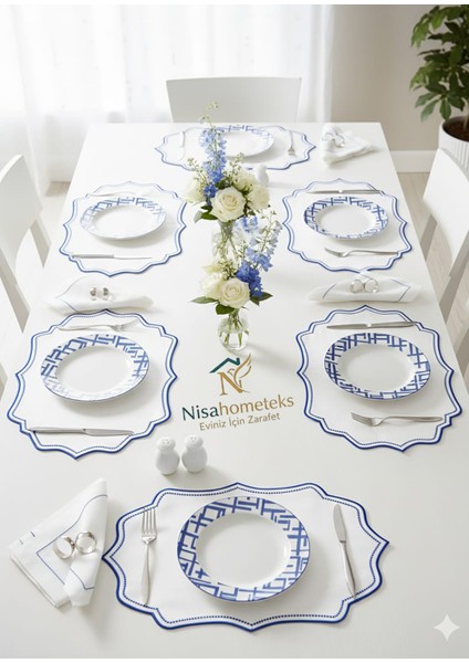 6 Adet Nakışlı Keten Amerikan Servis - Keten Supla fiyatları