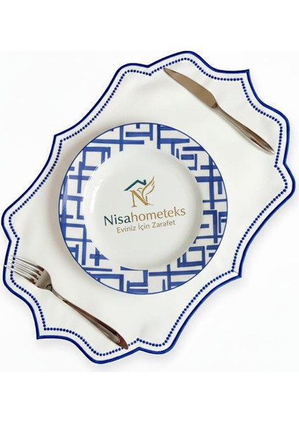 6 Adet Nakışlı Keten Amerikan Servis - Keten Supla modelleri