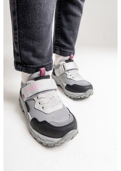 Kız Çocuk Gri-Pembe Su Geçirmez Anatomik Outdoor Ayakkabı