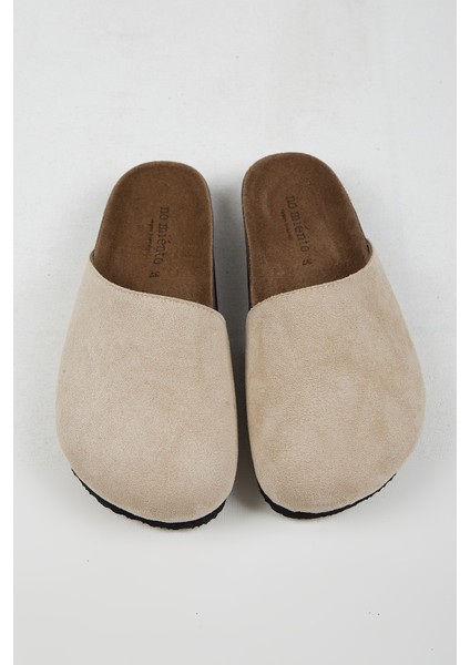 Tonala Kadın Vegan Deri Tokalı Bej Sabo Terlik