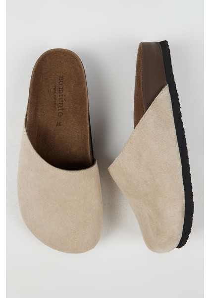 Tonala Kadın Vegan Deri Tokalı Bej Sabo Terlik modelleri