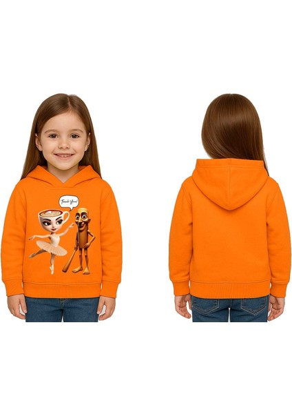 Unisex Brainrot Baskılı Çocuk Swaetshirt Kapüşonlu 3 Iplik Şardonlu