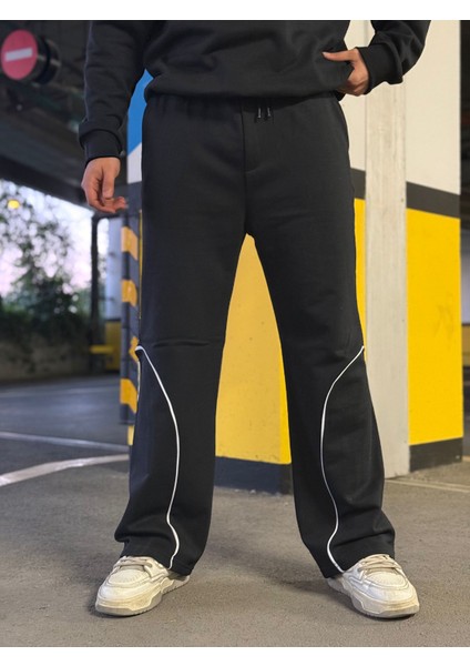 Erkek Oval Şeritli Oversize Baggy Eşofman