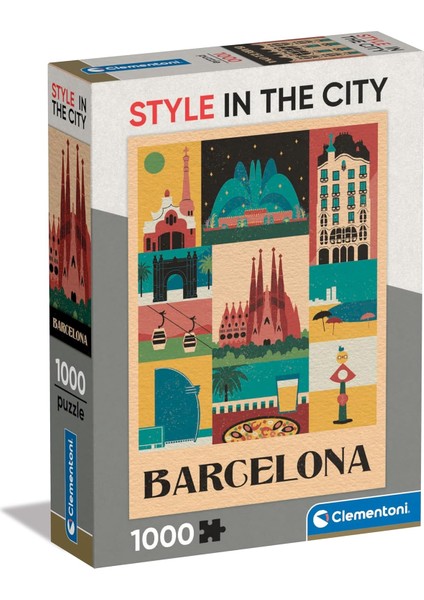 - 39847 - Style In The City Puzzle Barcelona - 1000 Pezzi - Puzzle Adulti, Puzzle Città, Illustrazioni D&apos;autore, Verticale, Divertimento Per Adulti, In Italy
