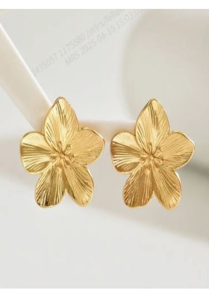 Altın Rengi 2,7 cm Küçük Boy Çiçek KÜPE-14K Altın Kaplama modelleri