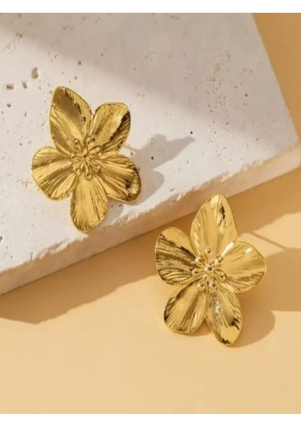 Altın Rengi 2,7 cm Küçük Boy Çiçek KÜPE-14K Altın Kaplama fırsatları