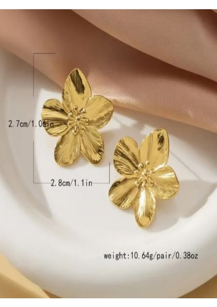 Altın Rengi 2,7 cm Küçük Boy Çiçek KÜPE-14K Altın Kaplama indirimleri