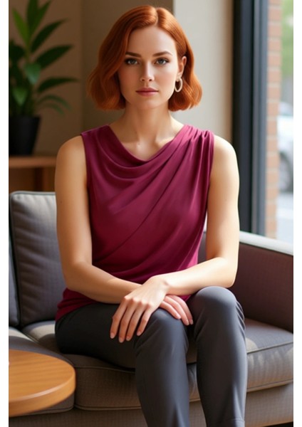 Kadın Degaje Yaka Kolsuz Örme Bluz Şık ve Konforlu Günlük Giyim Seçeneği Kaliteli Şık Rahat fiyatları