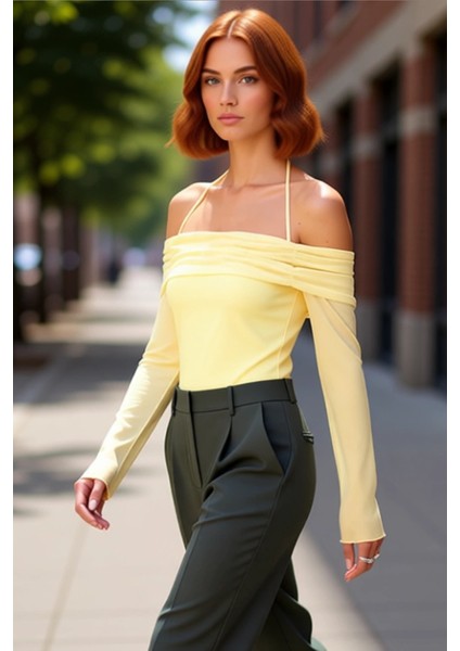 Kadınlar Için Şık Ispanyol Kol Bluz Bağlama Detaylı Örme ve Zahmetsiz Şıklık Kaliteli Şık Rahat fırsatları