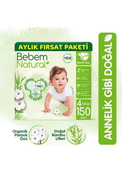 Bebek Bezi 4 Beden Maxi Aylık Fırsat Paketi 150 Adet