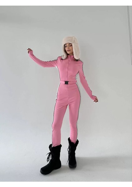 Kemer Detaylı Fermuarlı Tulum - Pembe fiyatları