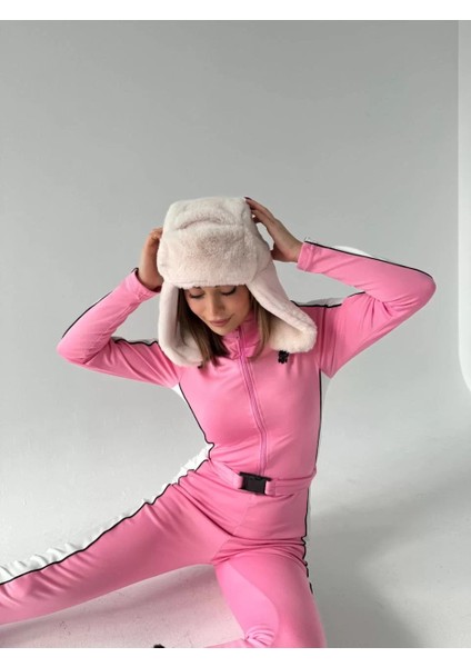 Kemer Detaylı Fermuarlı Tulum - Pembe modelleri